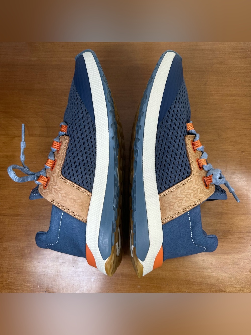 OluKai Women's Navy Blue and Tan Athletic Sneakers with Orange Accents - Picture 11 of 14